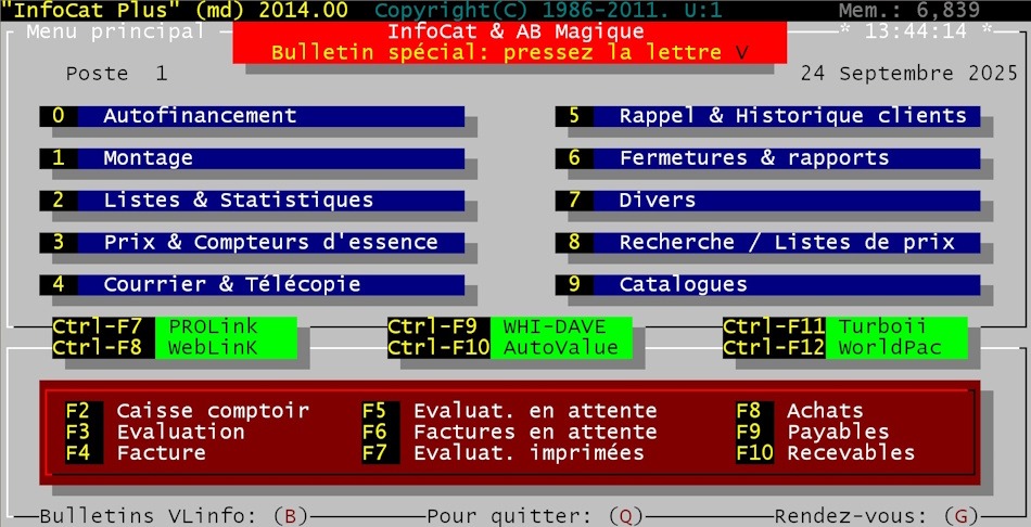 InfoCat Plus menu